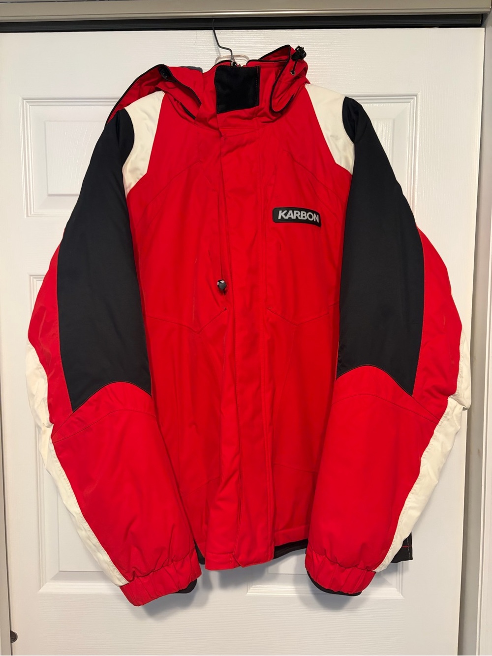 Karbon Men’s Red Waterproof Insulated Ski Snow Jacket XL Hooded Winter Coat